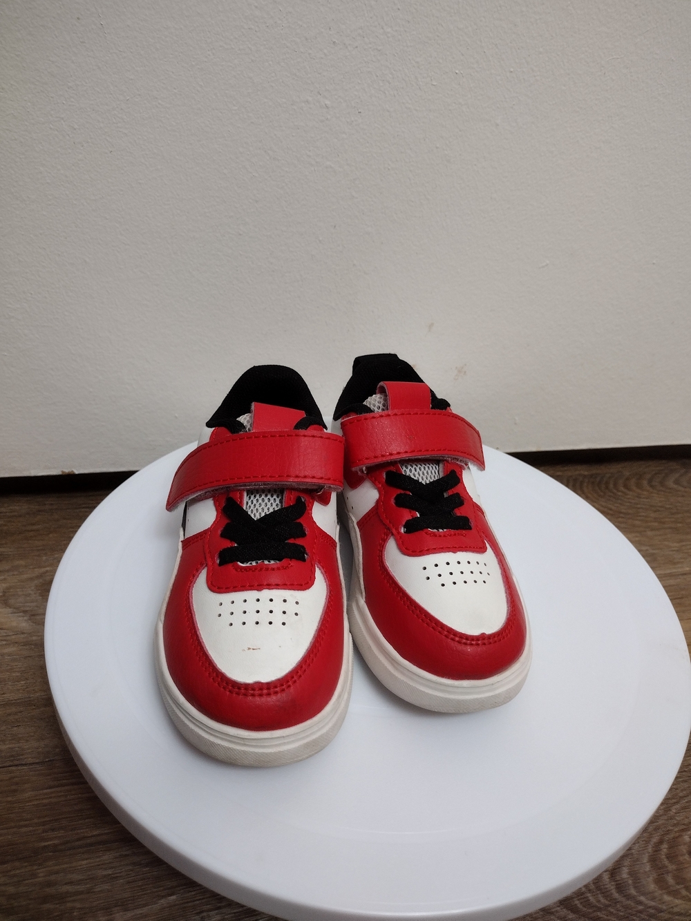 Kids Red and White Velcro Sneakers